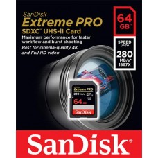 Карта пам'яті SanDisk 64GB SDXC C10 UHS-II R280/W250MB/s 4K Extreme Pro