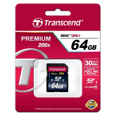 Карта пам'яті Transcend 64GB SDXC C10 UHS-I R30MB/s