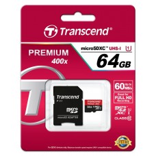Карта пам'яті Transcend 64GB microSDXC C10 UHS-I R60MB/s + SD адаптер