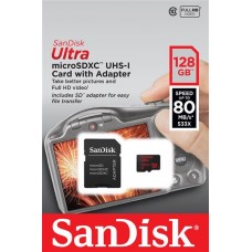 Карта пам'яті SanDisk 128GB microSDXC C10 UHS-I R80MB/s Ultra + SD
