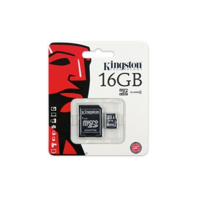 Карта пам'яті Kingston 16GB microSDHC C4 + SD адаптер
