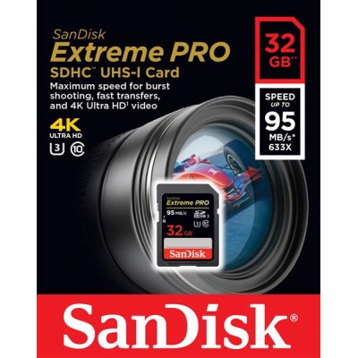 Карта пам'яті SanDisk 32GB SDHC C10 UHS-I U3 R95MB/s 4K Extreme Pro