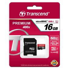 Карта пам'яті Transcend 16GB microSDHC C10 UHS-I R60MB/s + SD адаптер
