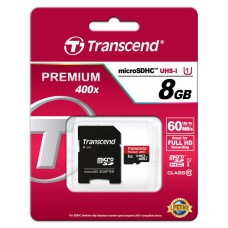 Карта пам'яті Transcend 8GB microSDHC C10 UHS-I R45MB/s + SD адаптер