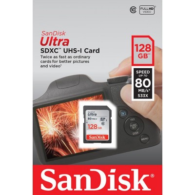 Карта пам'яті SanDisk 128GB SDXC C10 UHS-I R80MB/s Ultra