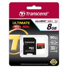 Карта пам'яті Transcend 8GB microSDHC C10 UHS-I R90MB/s + SD адаптер