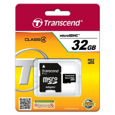 Карта пам'яті Transcend 32GB microSDHC C4 + SD адаптер
