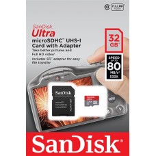 Карта пам'яті SanDisk 32GB microSDHC C10 UHS-I R80MB/s Ultra + SD