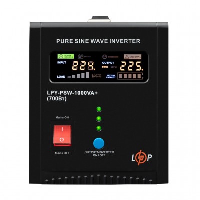 ДБЖ LogicPower LPY-PSW-1000VA+ (700Вт) 10A/15A, 12V, з правильною синусоїдою